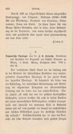 660-666 [Rezension] Heinrich, Johann Baptist, Dogmatische Theologie