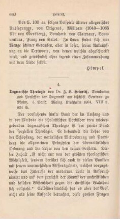660-666 [Rezension] Heinrich, Johann Baptist, Dogmatische Theologie