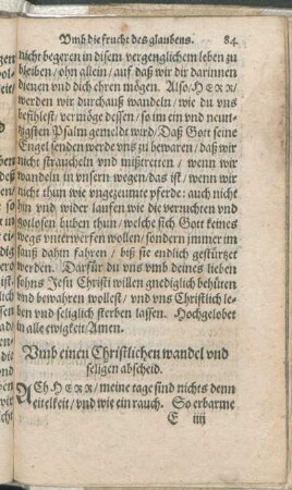Vmb einen Christlichen wandel vnd seligen abscheid.
