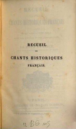 Recueil de chants historiques français : depuis le XIIe jusqu'au XVIIIe siècle, 2