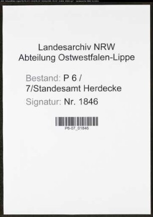Heiratsregister Standesamt Herdecke