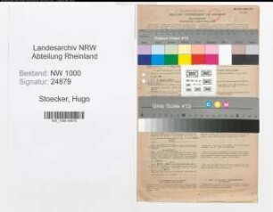 Entnazifizierung Hugo Stoecker, geb. 23.04.1891 (Reg.Inspektor)
