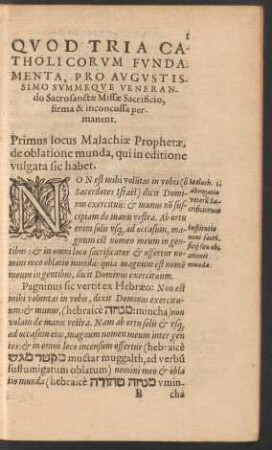 Primus locus Malachiae Prophetae, de oblatione munda ...