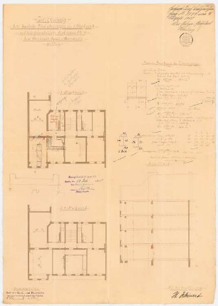Arbeiterwohnhäuser, Berlin-Moabit: Sickingenstraße 8: Grundriss 1. und 2.OG, Nachtrag