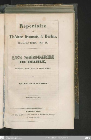 Les Mémoires du diable : comédie-vaudeville en trois actes