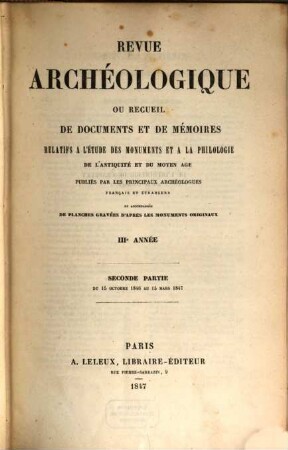 Revue archéologique. 3. 1846, Pt. 2