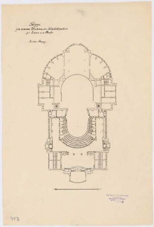 Stadttheater (auch Grillo-Theater), Essen Umbau: Grundriss 1. Rang