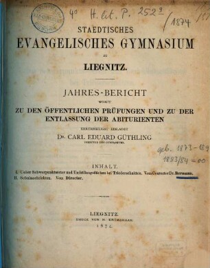 Jahresbericht. 1873/74