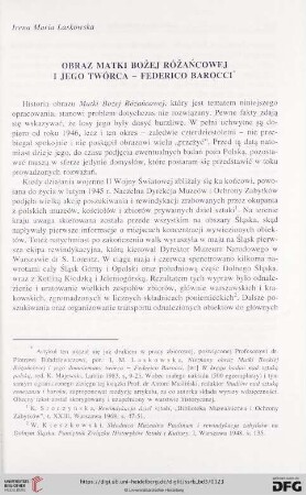 Obraz Matki Bożej Różańcowej i jego twórca - Federico Barocci