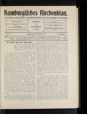 Nr. 12. Hamburg, 23. März 1913. 10. Jahrgang.