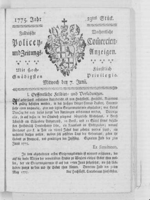 23tes Stück, Ausgabe vom 7. Junii 1775