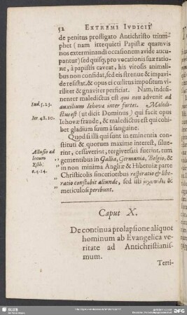 Caput X. De continua prolapsione aliquot hominum ab Evangelica veritate ad Antichristianismum