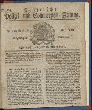 Nr. 104, Mittwoch, den 30sten December 1818
