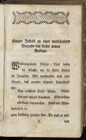 Kurzer Inhalt zu einer weitläufigen Vorrede bey dieser neuen Auflage