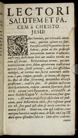 Lectori Salutem Et Pacem a Christo Jesu.