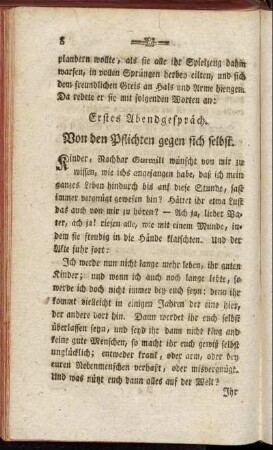 Erstes Abendgespräch. Von den Pflichten gegen sich selbst.