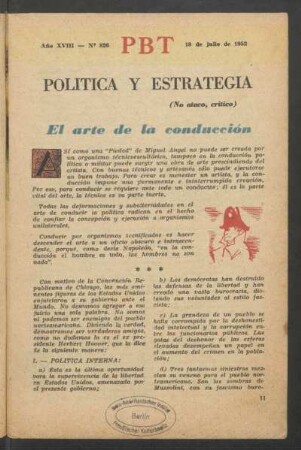 El arte de la conducción : Política y estrategia - (No ataco, crítico)