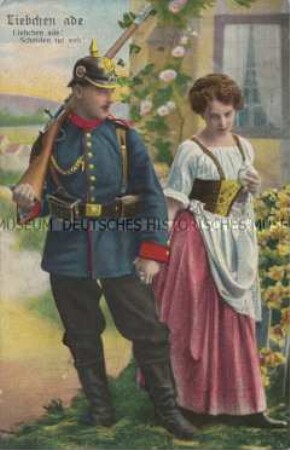 Abschied zwischen Soldat und Frau