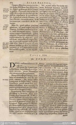 CAPUT VIII. De SOLE.