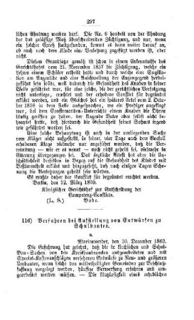 Verfahren bei Aufstellung von Entwürfen zu Schulbauten : [IV. Elementarschulwesen]