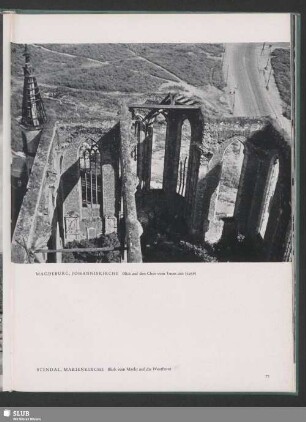 Magdeburg, Johanniskirche. Blick auf den Chor vom Turm aus (1956)