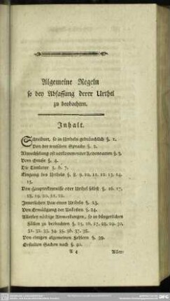 Algemeine Regeln so bey Abfassung derer Urthel zu beobachten