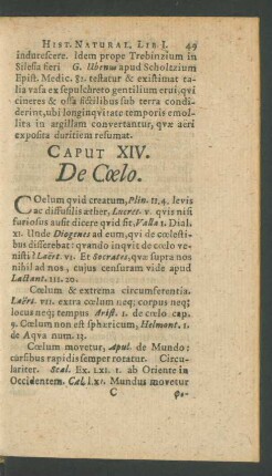 Caput XIV. De Coelo.