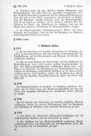 V. Abschnitt. Kosten (§ 171 - § 175)