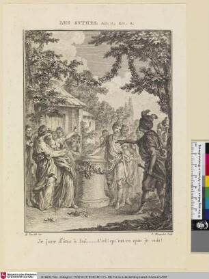 [Illustration zu Texten von Voltaire - Eine Szene aus der Tragödie "Les Scythes"]