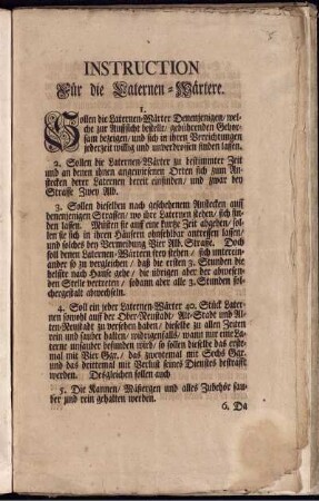 Instruction Für die Laternen-Wärtere