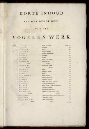 Korte Inhoud Van Het Derde Deel Van Dit Vogelen-Werk.