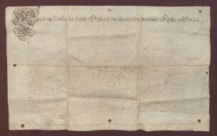 Vertrag des Grafen Maximilian Felix von Wolkenstein mit dem Hochstift Speyer, wovon er dem letzteren seinen Anteil an der Grafschaft Eberstein zu Lehen aufträgt, diese aber verschiedene Gegenleistungen übernimmt