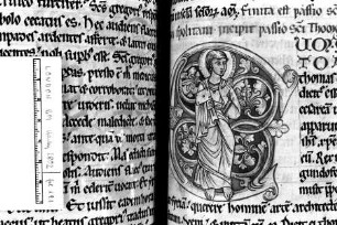 Bewohnte Rankeninitiale E mit Heiligenfigur (?), Folio 191 recto