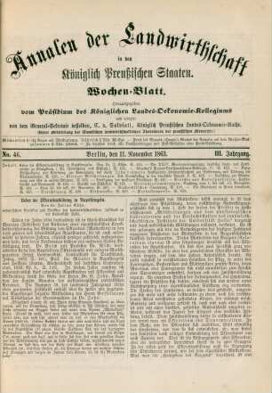 No. 46. Berlin, den 11. November 1863. III. Jahrgang.