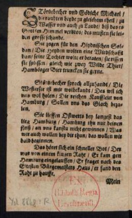 STörtzebecher vnd Gödiche Michael/ || die raubten beyde zu gleichem theil/