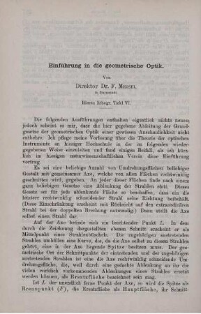 Einführung in die geometrische Optik.