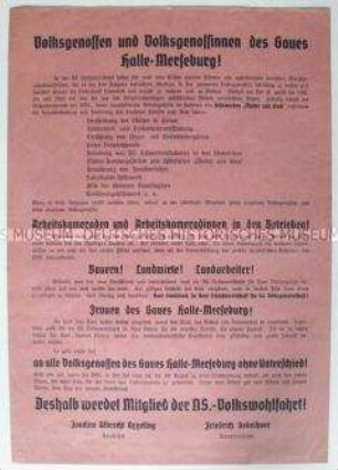 Propagandaflugblatt der NSV mit Mitgliederwerbung