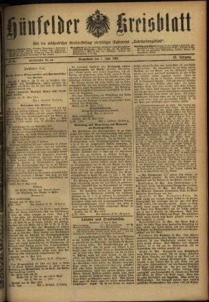 Ausgabe vom Samstag, den 01. Juni 1918.