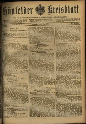 Ausgabe vom Samstag, den 01. Juni 1918.