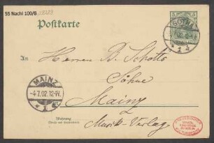Brief an B. Schott's Söhne : 03.07.1902