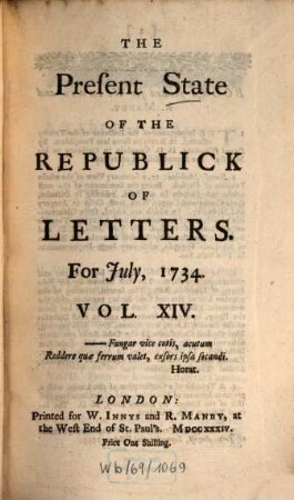 The present state of the republick of letters. 14. 1734, Juli