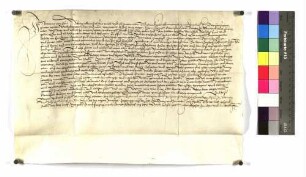 Kaufbrief Johannes von Pfuhl für Hans Kun, Bürger zu Ulm, betreffend einen Jahreszins von 1/2 Gulden rheinisch aus Besitzungen des Ersteren.
