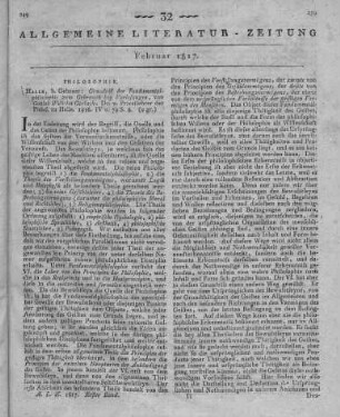 Gerlach, G. W.: Grundriß der Fundamentalphilosophie zum Gebrauch bei Vorlesungen. Halle: Gebauer 1816