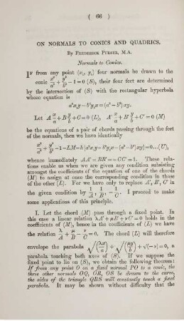 On normals to conics and quadrics.