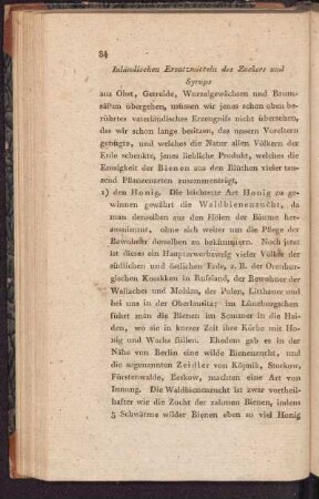 Inländischen Ersatzmitteln des Zuckers und Syrups