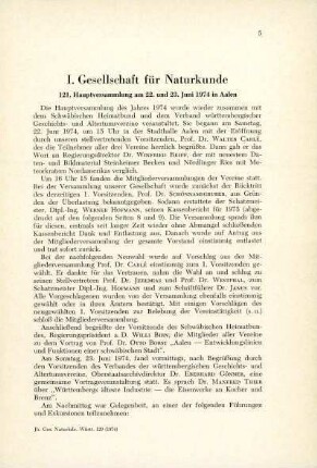 121. Hauptversammlung am 22. und 23. Juni 1974 in Aalen