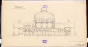 Nationalhalle für Kunst und Wissenschaft am Königsplatz, Berlin Schinkelwettbewerb 1896: Querschnitt 1:200