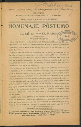 Homenaje póstumo a José de Maturana
