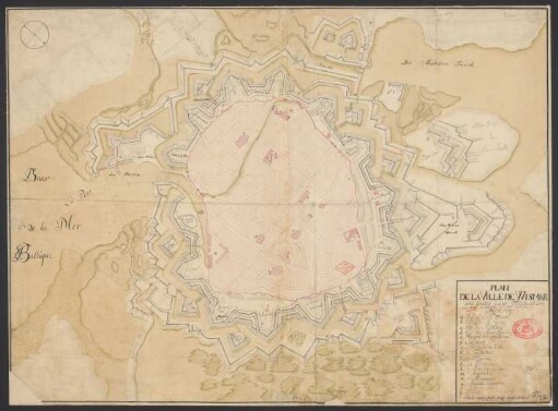 Plan de la ville de WEismar avec toutes leurs fortification[!] anno 1716 avant qu'elle fut rasé