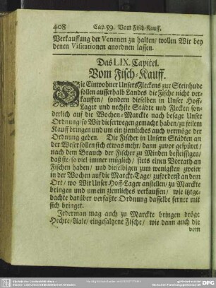Das LIX. Capitel. Vom Fisch-Kauff
